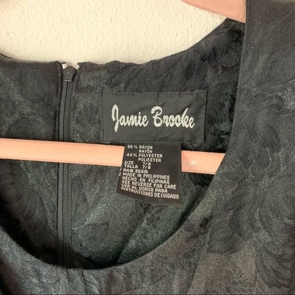 Vintage black silky satin maxi dress 90’s floral button - Picture 8 of 9